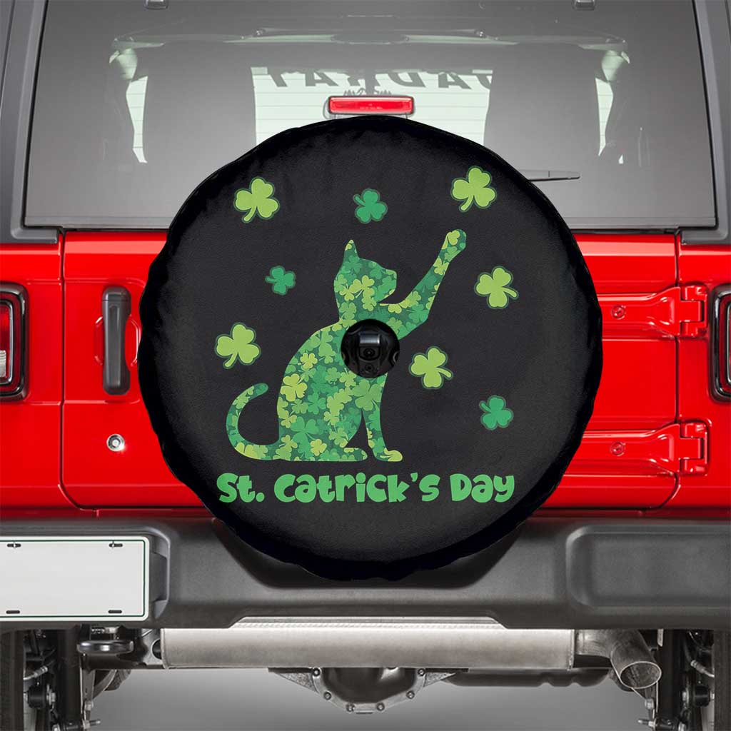 Funny St Catricks Day Spare Tire Cover Lucky Shamrock Cat Saint Pattys