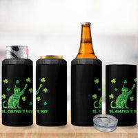 Funny St Catricks Day 4 in 1 Can Cooler Tumbler Lucky Shamrock Cat Saint Pattys