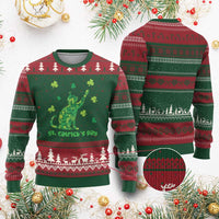 Funny St Catricks Day Ugly Christmas Sweater Lucky Shamrock Cat Saint Pattys