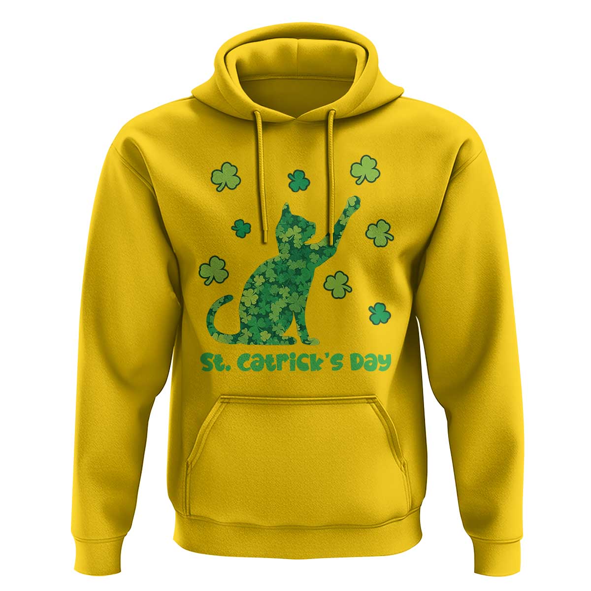 Funny St Catricks Day Hoodie Lucky Shamrock Cat Saint Pattys