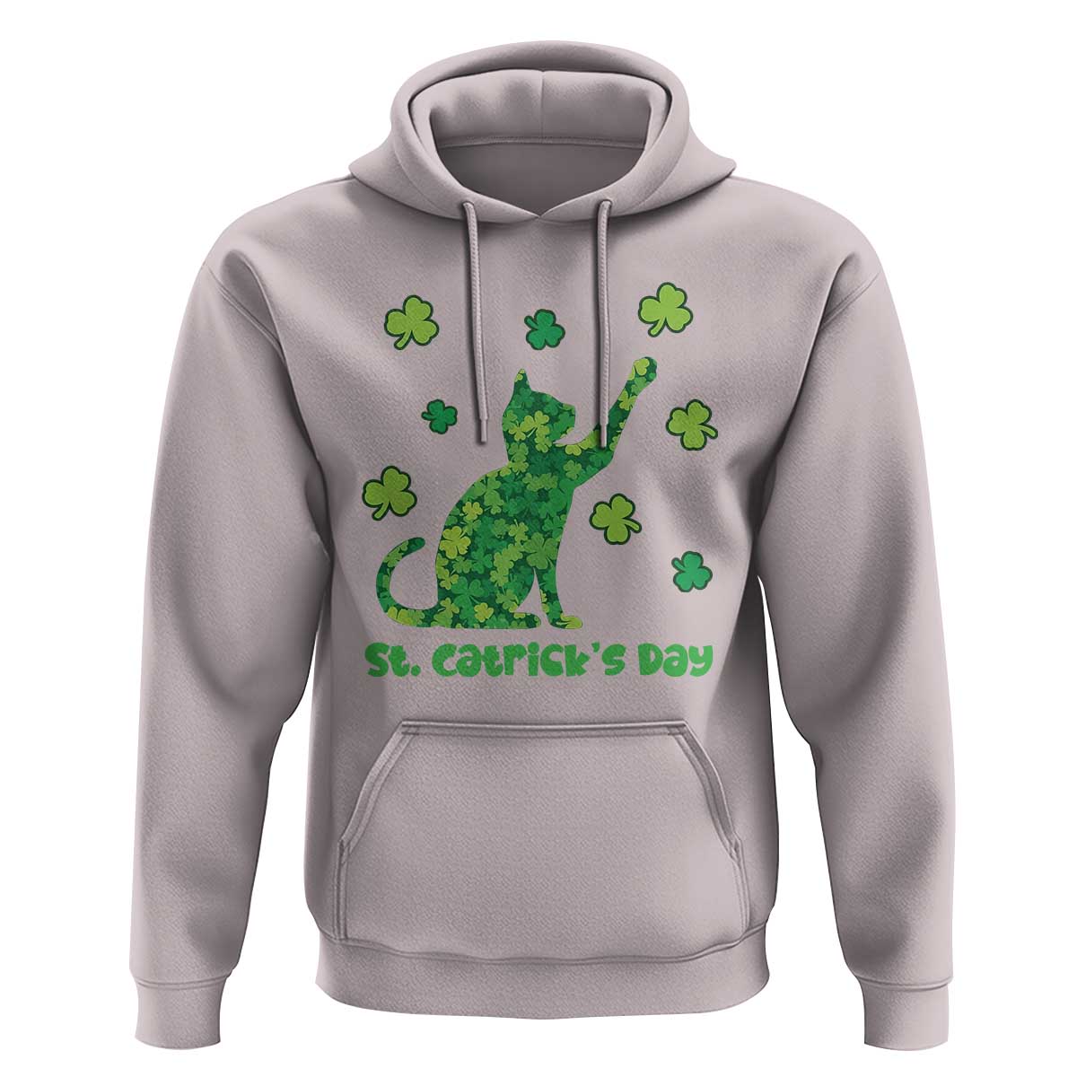 Funny St Catricks Day Hoodie Lucky Shamrock Cat Saint Pattys