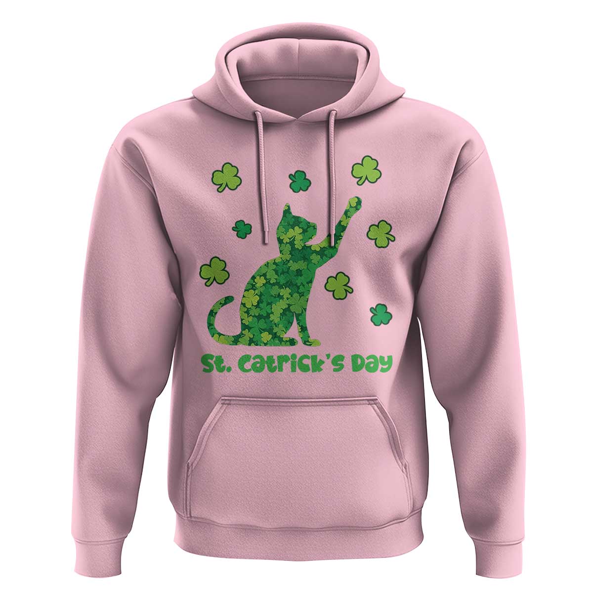 Funny St Catricks Day Hoodie Lucky Shamrock Cat Saint Pattys