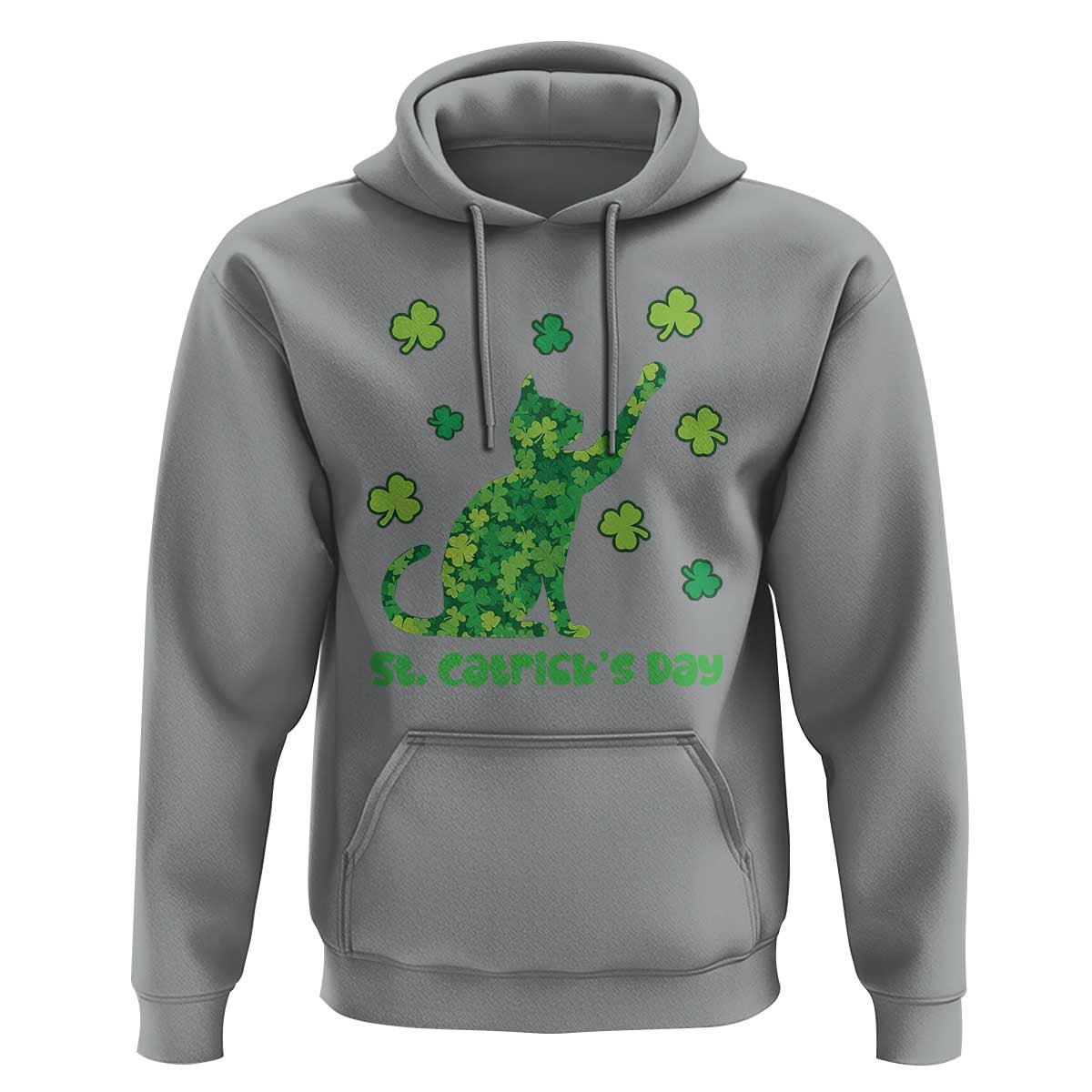 Funny St Catricks Day Hoodie Lucky Shamrock Cat Saint Pattys
