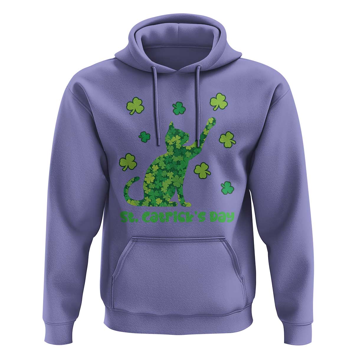Funny St Catricks Day Hoodie Lucky Shamrock Cat Saint Pattys