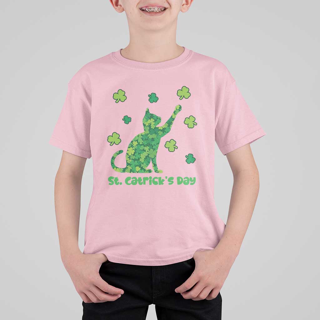 Funny St Catricks Day T Shirt For Kid Lucky Shamrock Cat Saint Pattys