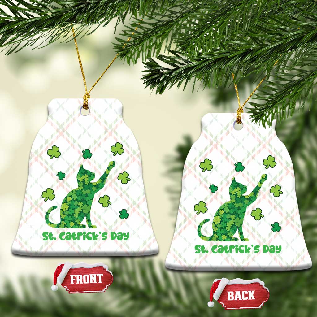Funny St Catricks Day Ceramic Ornament Lucky Shamrock Cat Saint Pattys