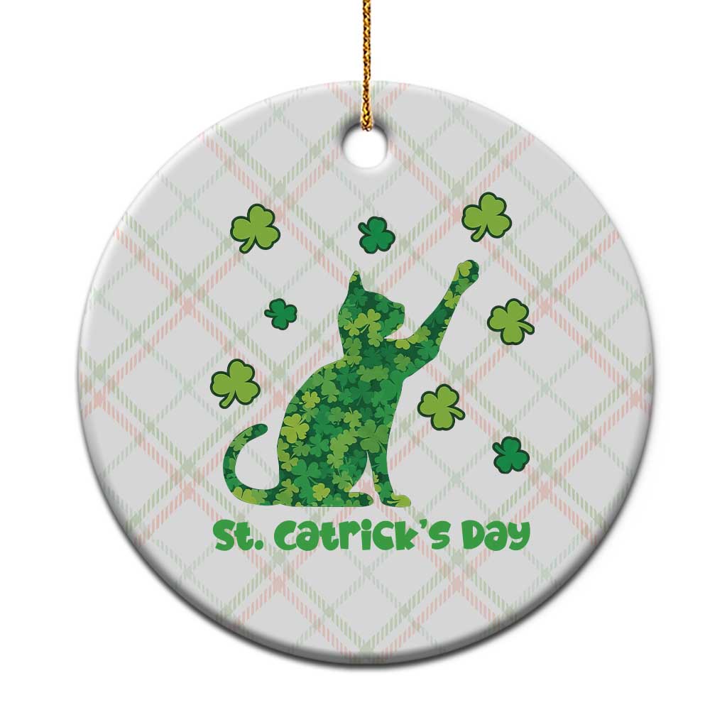 Funny St Catricks Day Ceramic Ornament Lucky Shamrock Cat Saint Pattys