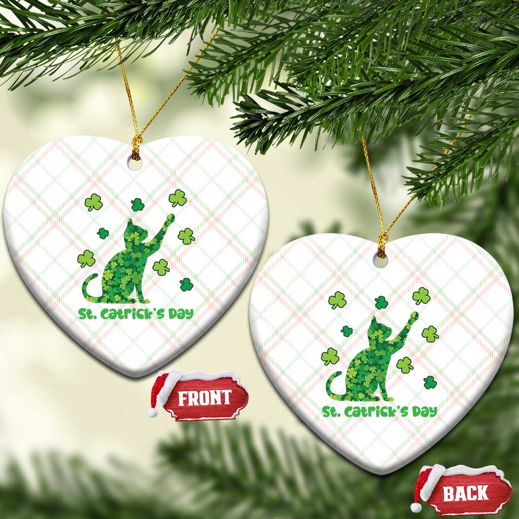 Funny St Catricks Day Ceramic Ornament Lucky Shamrock Cat Saint Pattys