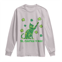 Funny St Catricks Day Long Sleeve Shirt Lucky Shamrock Cat Saint Pattys