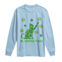 Funny St Catricks Day Long Sleeve Shirt Lucky Shamrock Cat Saint Pattys