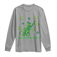 Funny St Catricks Day Long Sleeve Shirt Lucky Shamrock Cat Saint Pattys