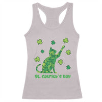 Funny St Catricks Day Racerback Tank Top Lucky Shamrock Cat Saint Pattys