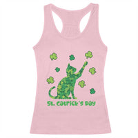 Funny St Catricks Day Racerback Tank Top Lucky Shamrock Cat Saint Pattys