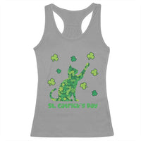 Funny St Catricks Day Racerback Tank Top Lucky Shamrock Cat Saint Pattys