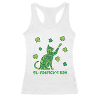 Funny St Catricks Day Racerback Tank Top Lucky Shamrock Cat Saint Pattys