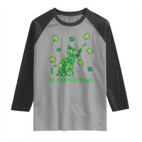Funny St Catricks Day Raglan Shirt Lucky Shamrock Cat Saint Pattys