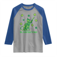 Funny St Catricks Day Raglan Shirt Lucky Shamrock Cat Saint Pattys