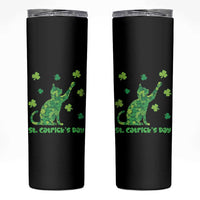 Funny St Catricks Day Skinny Tumbler Lucky Shamrock Cat Saint Pattys