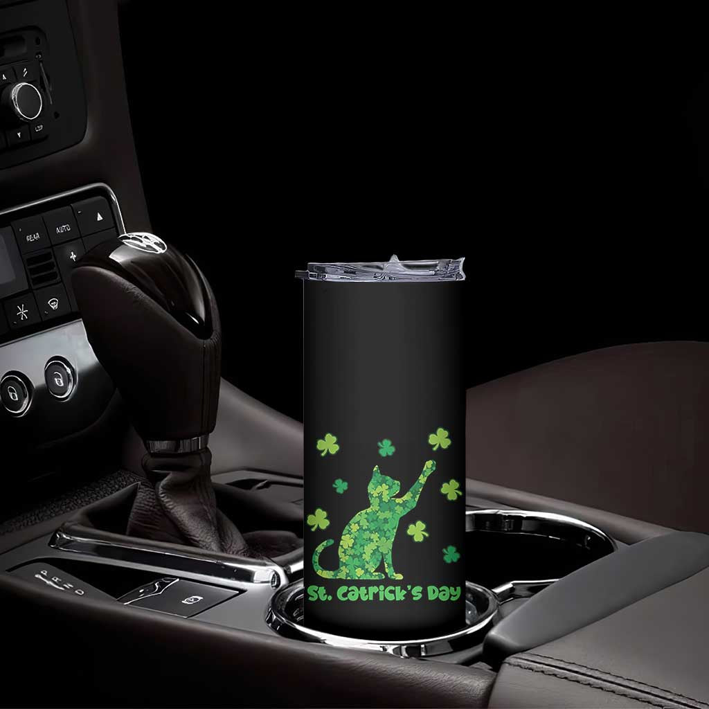 Funny St Catricks Day Skinny Tumbler Lucky Shamrock Cat Saint Pattys