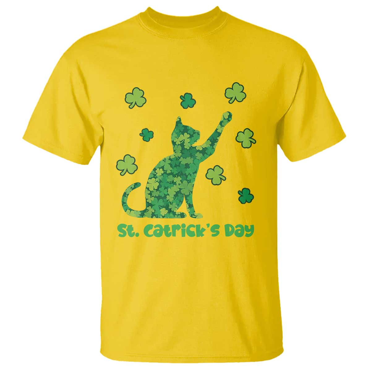 Funny St Catricks Day T Shirt Lucky Shamrock Cat Saint Pattys