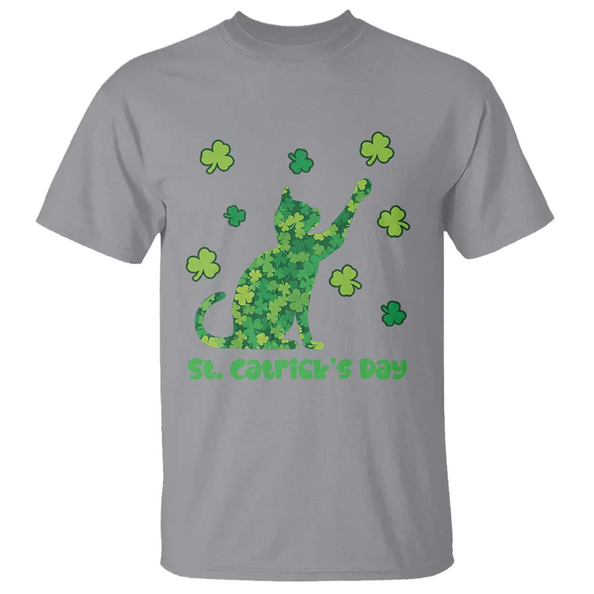 Funny St Catricks Day T Shirt Lucky Shamrock Cat Saint Pattys