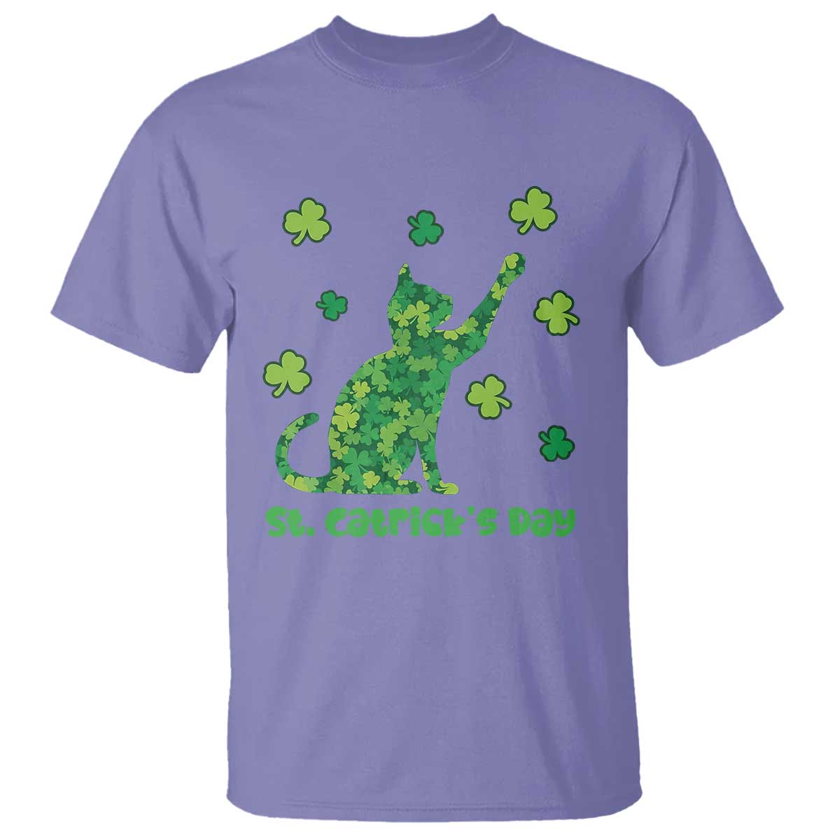 Funny St Catricks Day T Shirt Lucky Shamrock Cat Saint Pattys