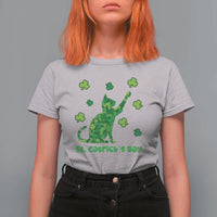 Funny St Catricks Day T Shirt For Women Lucky Shamrock Cat Saint Pattys