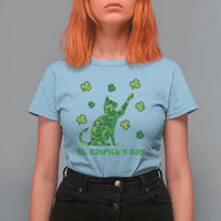 Funny St Catricks Day T Shirt For Women Lucky Shamrock Cat Saint Pattys