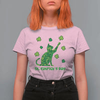Funny St Catricks Day T Shirt For Women Lucky Shamrock Cat Saint Pattys