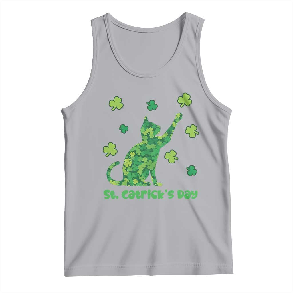 Funny St Catricks Day Tank Top Lucky Shamrock Cat Saint Pattys