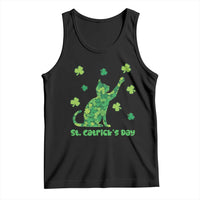 Funny St Catricks Day Tank Top Lucky Shamrock Cat Saint Pattys