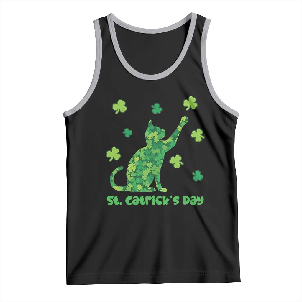 Funny St Catricks Day Tank Top Lucky Shamrock Cat Saint Pattys