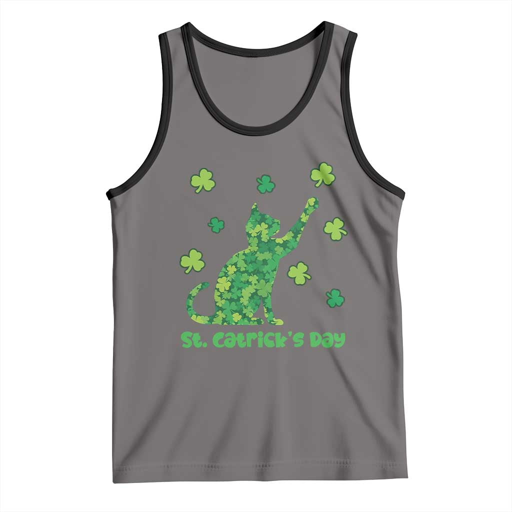 Funny St Catricks Day Tank Top Lucky Shamrock Cat Saint Pattys