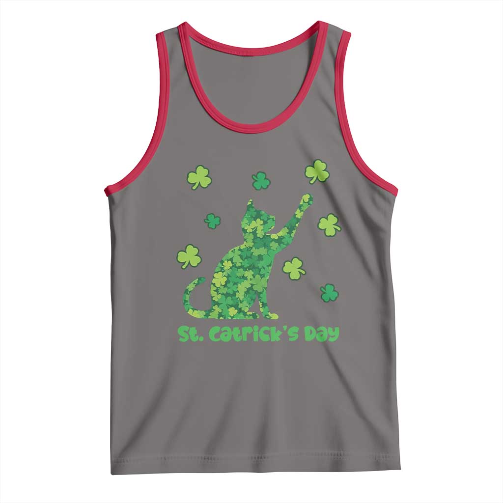 Funny St Catricks Day Tank Top Lucky Shamrock Cat Saint Pattys