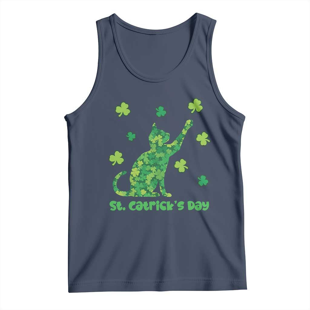 Funny St Catricks Day Tank Top Lucky Shamrock Cat Saint Pattys