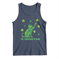 Funny St Catricks Day Tank Top Lucky Shamrock Cat Saint Pattys