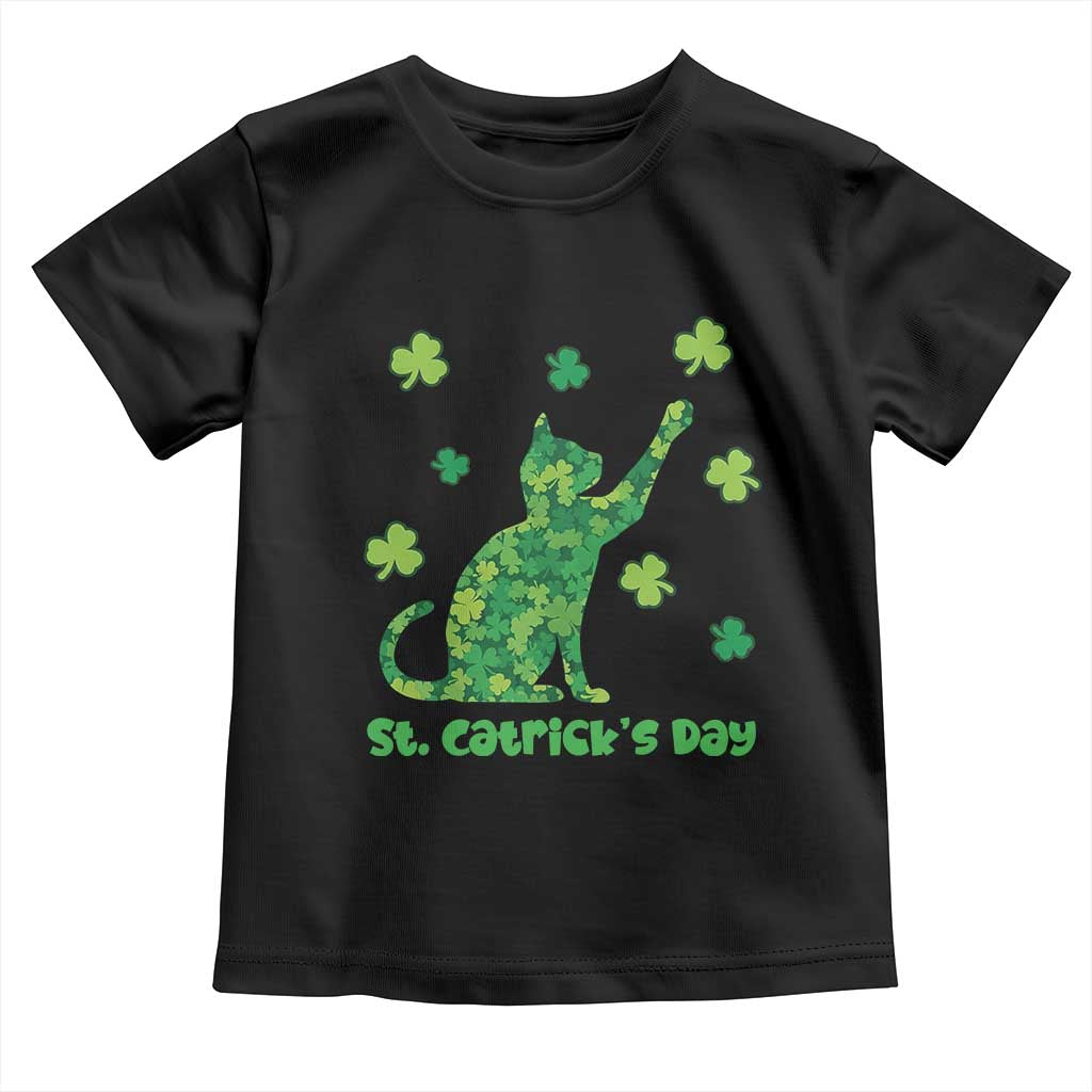 Funny St Catricks Day Toddler T Shirt Lucky Shamrock Cat Saint Pattys
