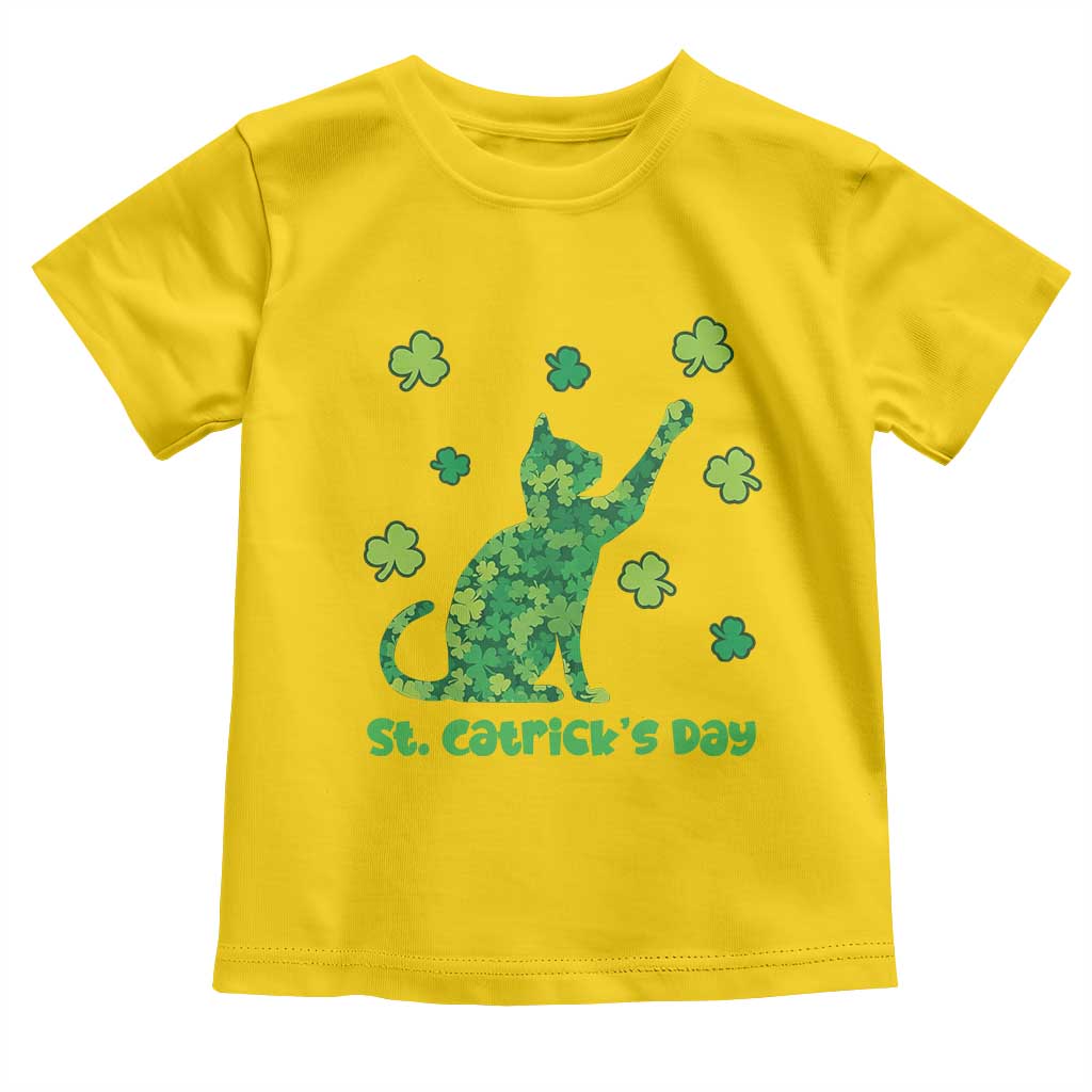 Funny St Catricks Day Toddler T Shirt Lucky Shamrock Cat Saint Pattys