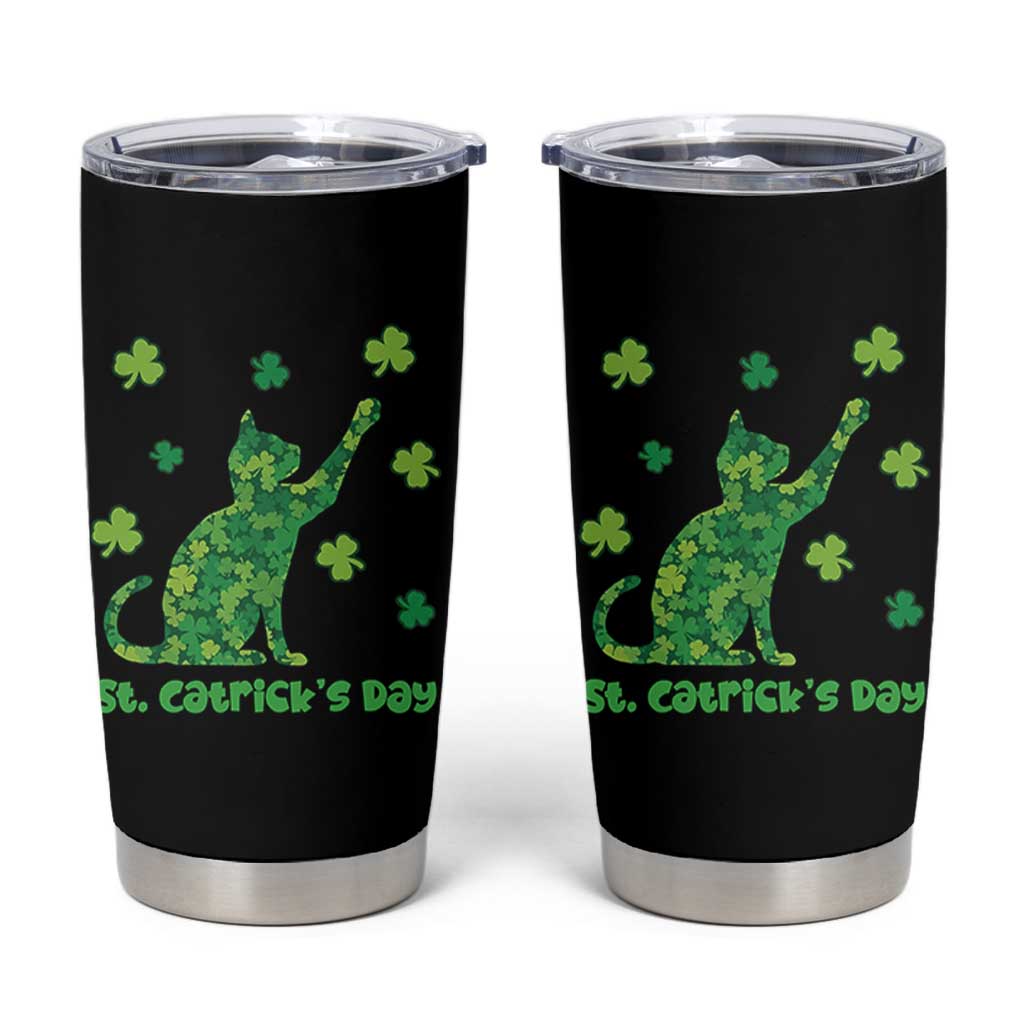 Funny St Catricks Day Tumbler Cup Lucky Shamrock Cat Saint Pattys