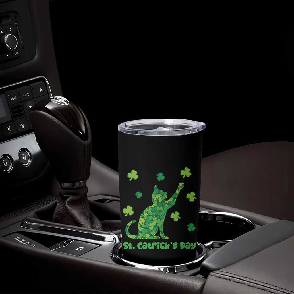 Funny St Catricks Day Tumbler Cup Lucky Shamrock Cat Saint Pattys