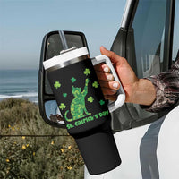 Funny St Catricks Day Tumbler With Handle Lucky Shamrock Cat Saint Pattys