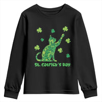 Funny St Catricks Day Youth Sweatshirt Lucky Shamrock Cat Saint Pattys