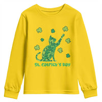 Funny St Catricks Day Youth Sweatshirt Lucky Shamrock Cat Saint Pattys