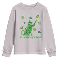 Funny St Catricks Day Youth Sweatshirt Lucky Shamrock Cat Saint Pattys