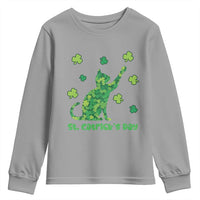 Funny St Catricks Day Youth Sweatshirt Lucky Shamrock Cat Saint Pattys
