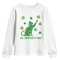 Funny St Catricks Day Youth Sweatshirt Lucky Shamrock Cat Saint Pattys
