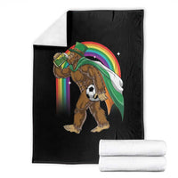 Funny Bigfoot Drinking Beer Throw Blanket St Patricks Day Soccer Lover