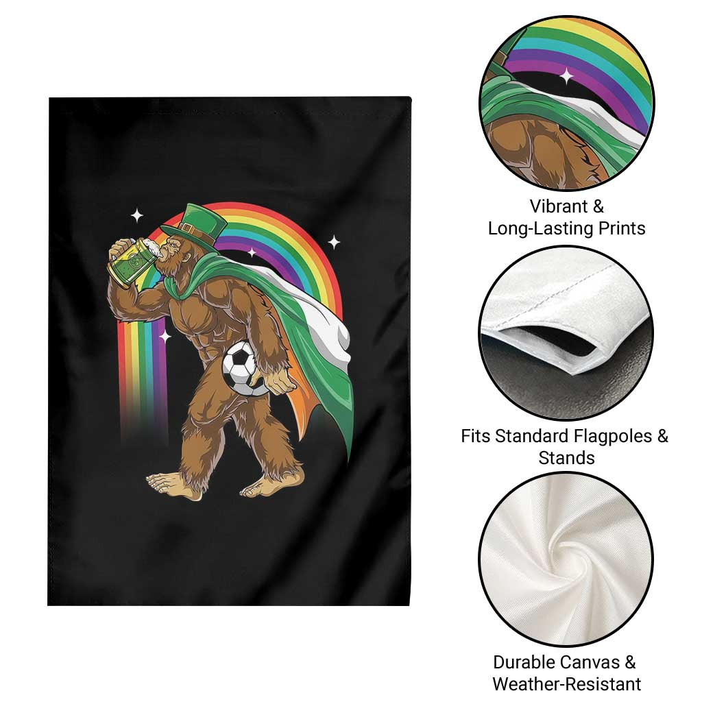 Funny Bigfoot Drinking Beer Garden Flag St Patricks Day Soccer Lover