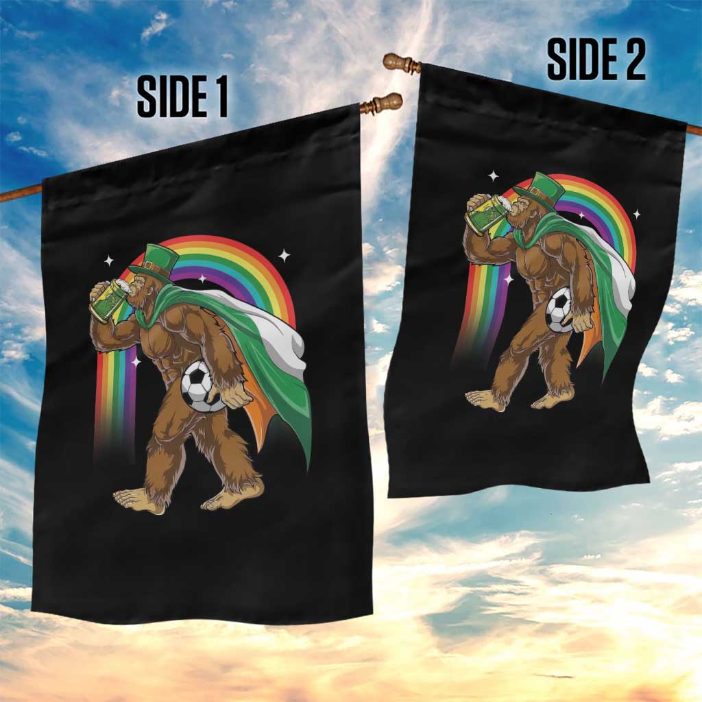 Funny Bigfoot Drinking Beer Garden Flag St Patricks Day Soccer Lover