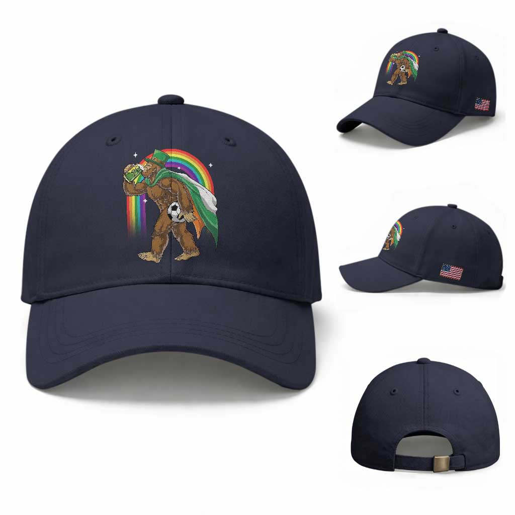 Funny Bigfoot Drinking Beer Baseball Cap St Patricks Day Soccer Lover